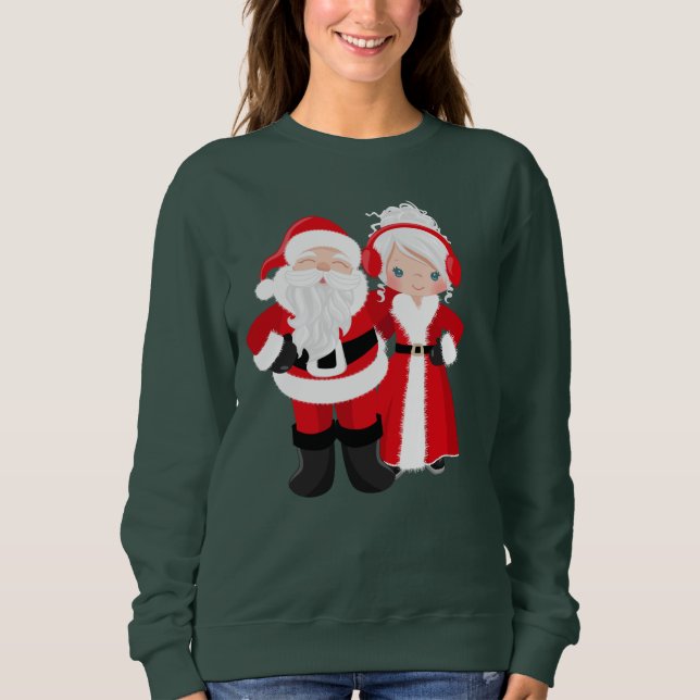 Niedlicher Weihnachtsmann und Mrs. Claus Holiday S Sweatshirt (Vorderseite)