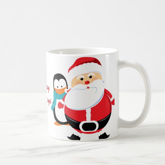 Niedlicher Weihnachtsmann und Pinguin Kaffeetasse (Rechts)