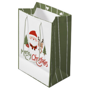 Niedlicher Weihnachtsmann und Reindeer Mittlere Geschenktüte
