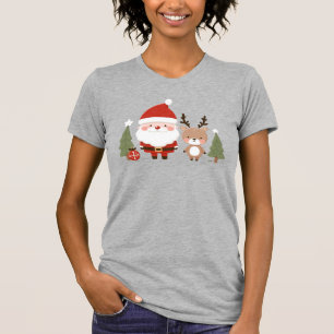 Niedlicher Weihnachtsmann und Reindeer T-Shirt