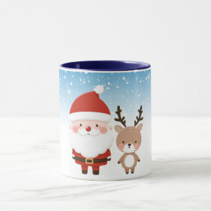 Niedlicher Weihnachtsmann und Reindeer Tasse