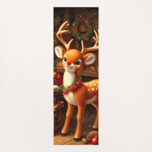Niedlicher Weihnachtsmann und Rentier Yogamatte