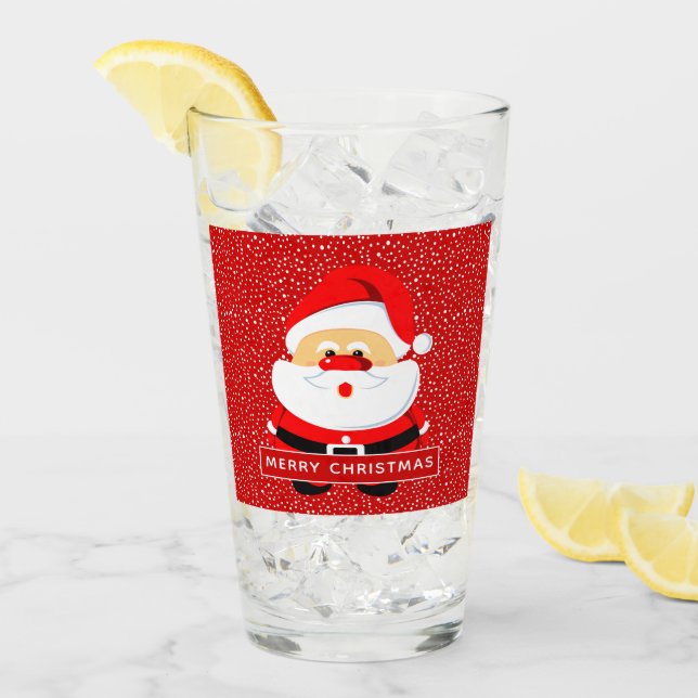 Niedlicher Weihnachtsmann und Schnee Weihnachten Glas (Vorderseite Ice)