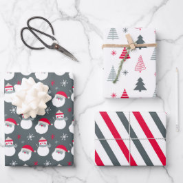 Niedlicher Weihnachtsmann und Schneemann Geschenkpapier Set