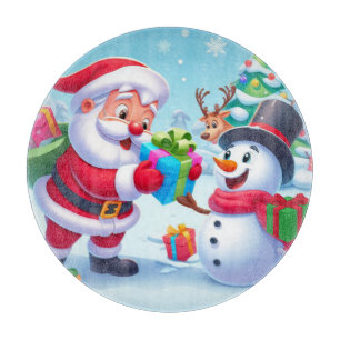 Niedlicher Weihnachtsmann und Schneemann Schneidebrett