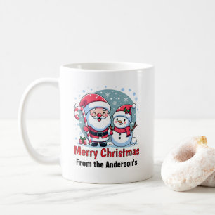 Niedlicher Weihnachtsmann und Schneemann Weihnacht Kaffeetasse