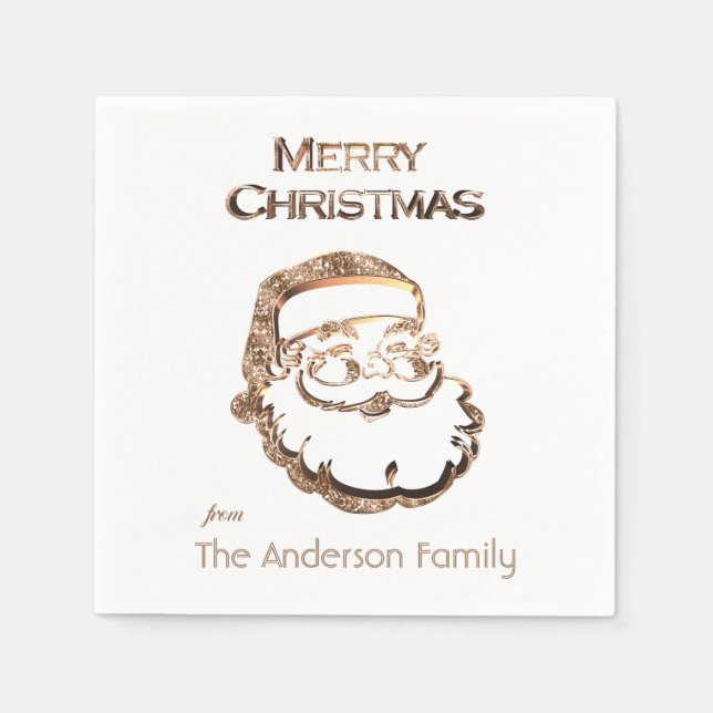 Niedlicher Weihnachtsmann Vater Weihnachts-Gold-Gl Serviette (Vorderseite)