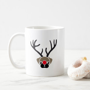 Niedlicher Weihnachtsnose Rudolph Mops Antlers Kaffeetasse