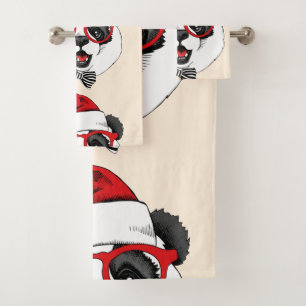 niedlicher Weihnachtspanda Badhandtuch Set