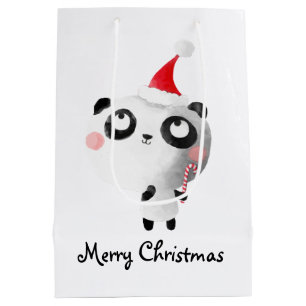 Niedlicher Weihnachtspanda-Bär Mittlere Geschenktüte