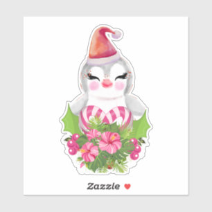 Niedlicher Weihnachtspenguin der Weihnachtsmannmüt Aufkleber