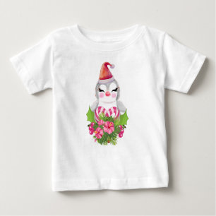 Niedlicher Weihnachtspenguin der Weihnachtsmannmüt Baby T-shirt