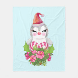 Niedlicher Weihnachtspenguin der Weihnachtsmannmüt Fleecedecke