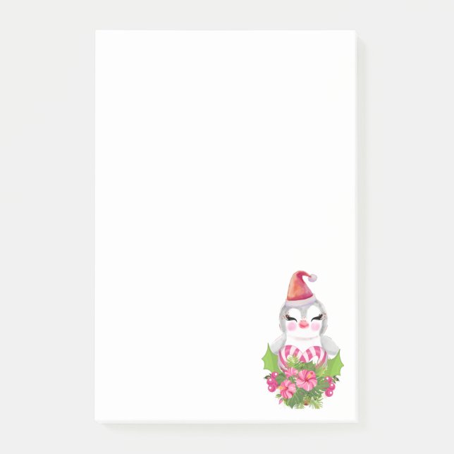 Niedlicher Weihnachtspenguin der Weihnachtsmannmüt Post-it Klebezettel (Vorderseite)