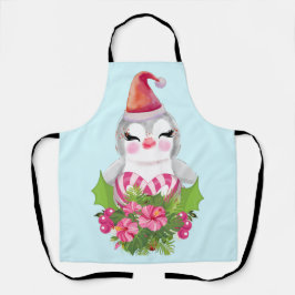 Niedlicher Weihnachtspenguin der Weihnachtsmannmüt Schürze