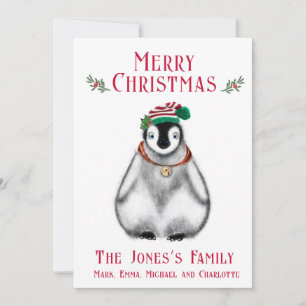 Niedlicher Weihnachtspenguin , festliches arktisch Feiertagskarte