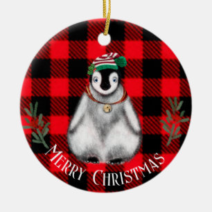 Niedlicher Weihnachtspenguin, festliches arktische Keramik Ornament