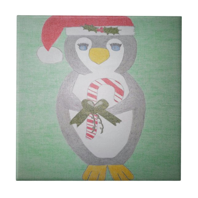 Niedlicher WeihnachtsPenguin Fliese (Vorderseite)