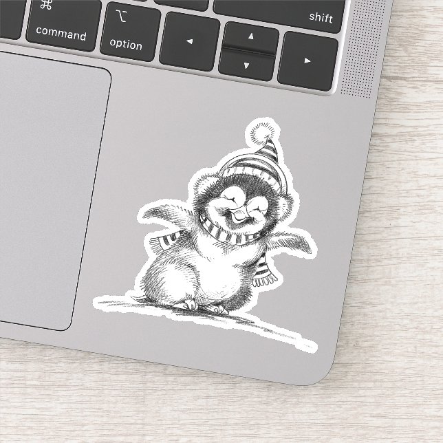 Niedlicher Weihnachtspenguin, Happy Baby Bird Aufkleber (Detail)