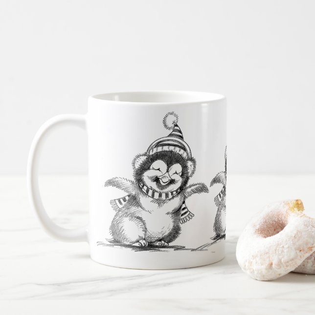 Niedlicher Weihnachtspenguin, Happy Baby Bird Kaffeetasse (Mit Donut)