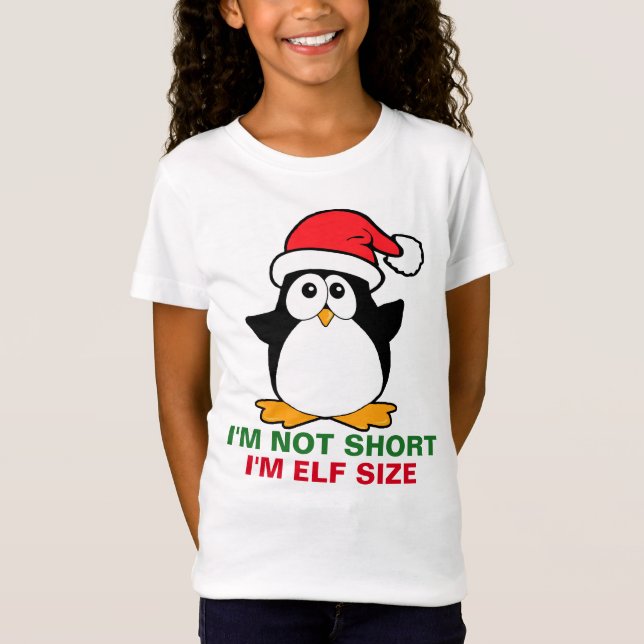 Niedlicher Weihnachtspenguin Ich bin nicht Kurz, d T-Shirt (Vorderseite)