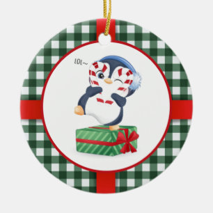 Niedlicher WeihnachtsPenguin Keramik Ornament