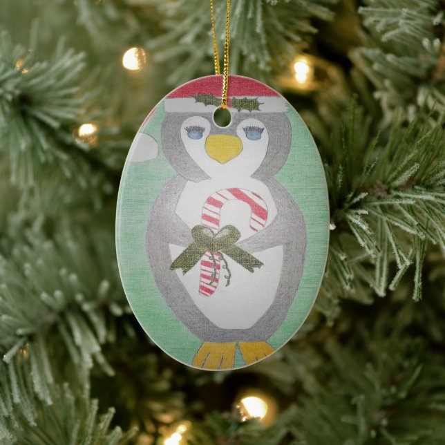Niedlicher WeihnachtsPenguin Keramik Ornament (Baum)