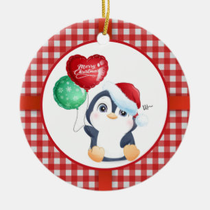 Niedlicher WeihnachtsPenguin Keramik Ornament