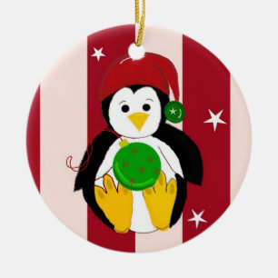 Niedlicher WeihnachtsPenguin Keramikornament