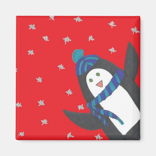 Niedlicher WeihnachtsPenguin Magnet (Vorne)