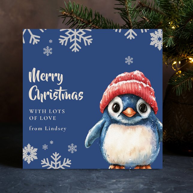 Niedlicher Weihnachtspenguin mit Hut Feiertagskarte (Cute Christmas Penguin with Hat Holiday Card)