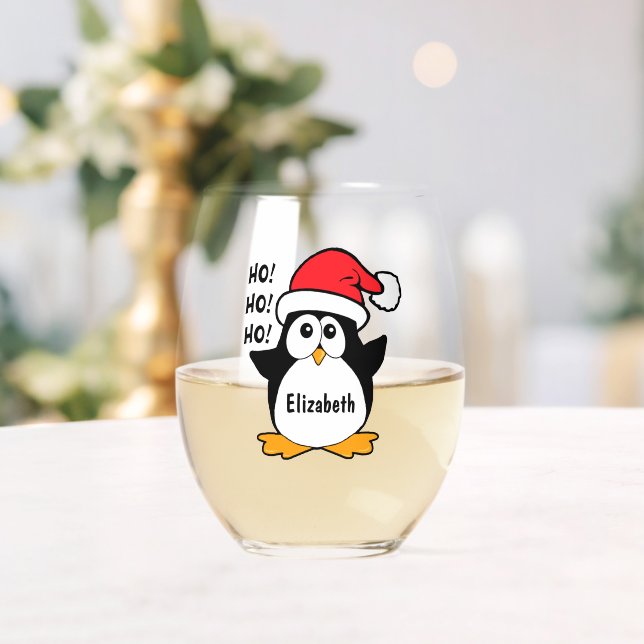 Niedlicher Weihnachtspenguin personalisieren Weinglas Ohne Stiel (Insitu (Hochzeit))