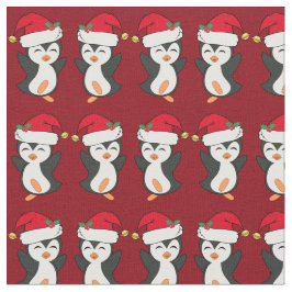 Niedlicher Weihnachtspenguin Roter Feiertag Stoff