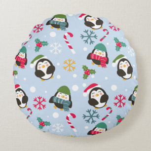 Niedlicher WeihnachtsPenguin Rundes Kissen