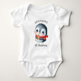 Niedlicher Weihnachtspinguin 1. Geburtstag Baby Strampler
