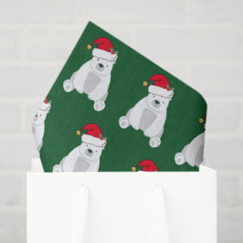 Niedlicher Weihnachtspolar Bär Santa Kids Green Seidenpapier