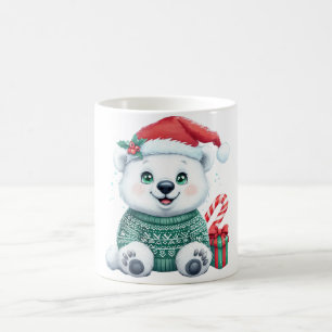 Niedlicher Weihnachtspolarbär im festlichen Pullov Kaffeetasse