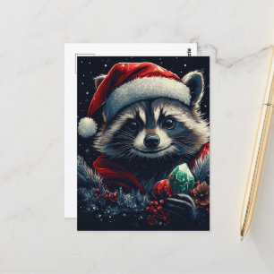 Niedlicher Weihnachtsraccoon Postkarte