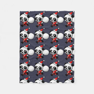 Niedlicher Weihnachtssankt-Panda Fleecedecke