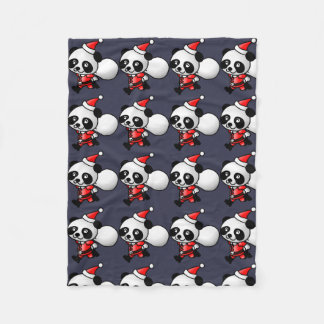 Niedlicher Weihnachtssankt-Panda Fleecedecke