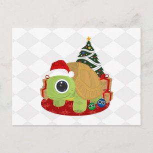 Niedlicher Weihnachtsschildkröte Elegantes Weißes Postkarte