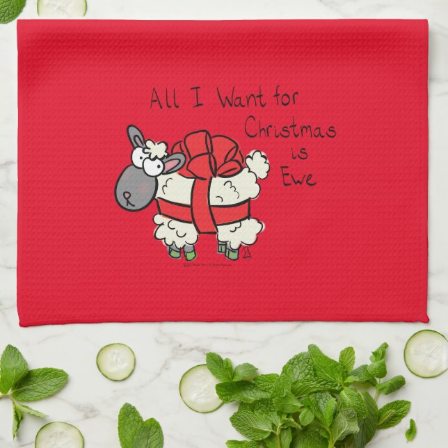 Niedlicher Weihnachtsschlaf Cartoon Geschirrtuch (Gefaltet)