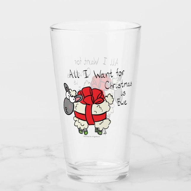Niedlicher Weihnachtsschlaf Cartoon Glas (Vorderseite)