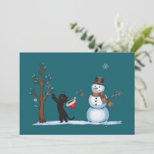 Niedlicher Weihnachtsschneemann Cats Lover Xmas Wi Feiertagskarte