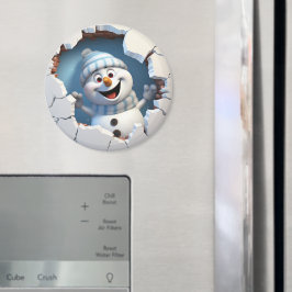 Niedlicher Weihnachtsschneemann durch die Mauer il Magnet