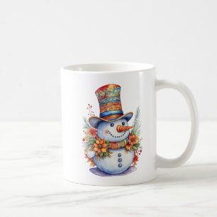 Niedlicher Weihnachtsschneemann in Mandala Hat Wat Kaffeetasse