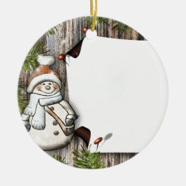 Niedlicher Weihnachtsschneemann Keramik Ornament