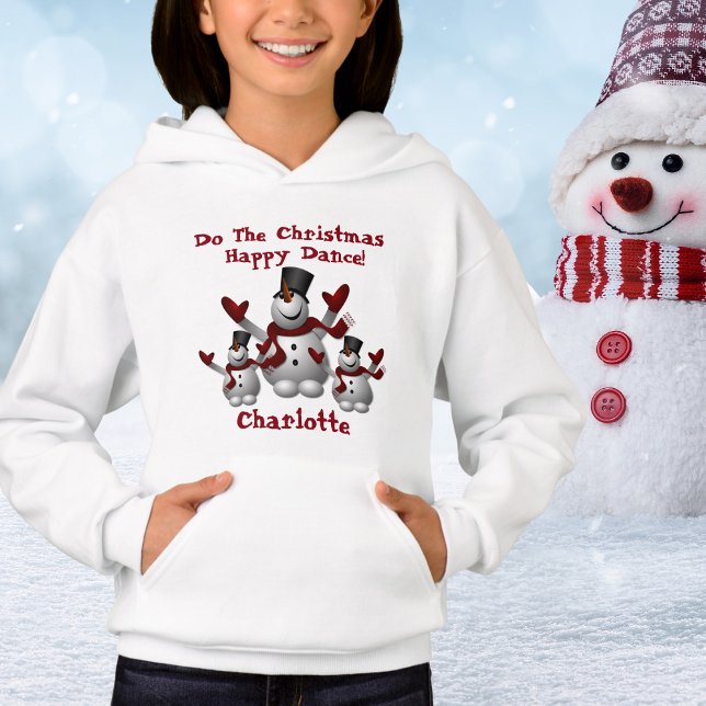 Niedlicher Weihnachtsschneemann, Kinder Name Hoodi Hoodie (Cute Christmas Snowman, Childs Name Hoodie)