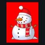 Niedlicher Weihnachtsschneemann Poster<br><div class="desc">Ein niedlicher Weihnachtsschneemann,  der irgendwie chubby und fröhlich einen gestreiften Schal und einen roten Weihnachtshut trägt. Feierlich und unterhaltsam.</div>