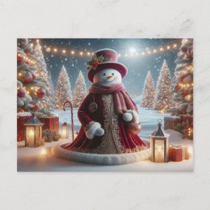 Niedlicher Weihnachtsschneemann Postkarte